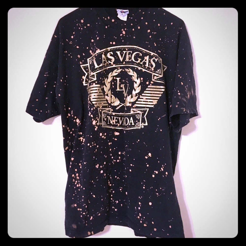 Black Custom Bleached/Distressed Las Vegas T-shirt